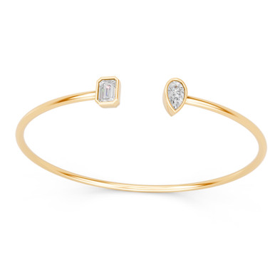 Toi et Moi Emerald Pear Lab Grown Diamond Bangle Bracelet