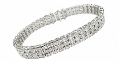 Three Row Emerald Bezel Lab Grown Diamond Bezel Bracelet