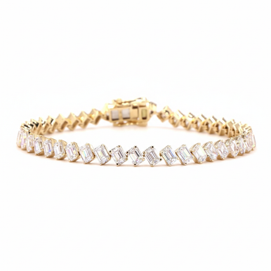 Tennis Emerald Tilted Lab Grown Diamond Tennis Bracelet