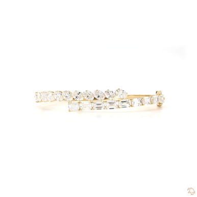 Oval Emerald Overlap Marquise Lab Grown Diamond Bangle Bracelet