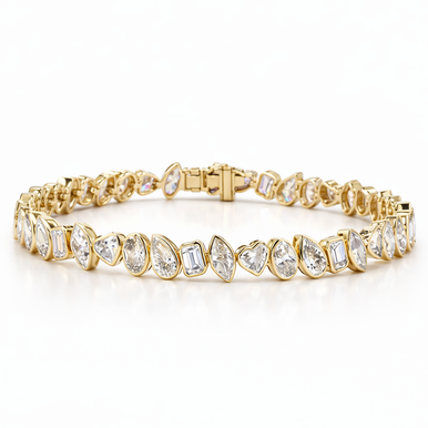 Multi-Shape Bezel Tilted Lab Grown Diamond Tennis Bracelet