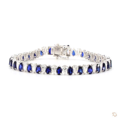 Tennis Pear North South Gemstone & Lab Grown Diamond Tennis Bracelet