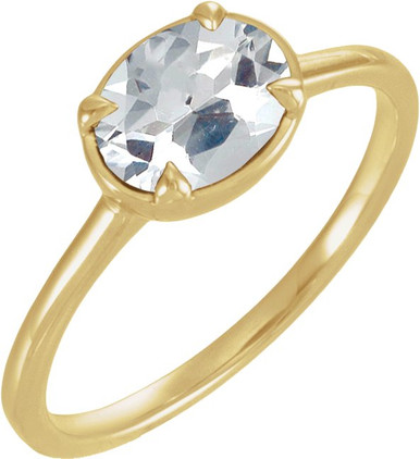 14K Yellow Gold Vermeil Oval Gemstone Claw-Prong Bezel-Style Ring