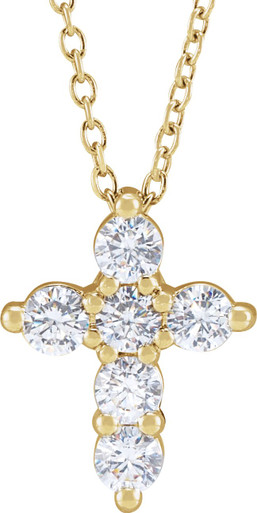 14K Yellow Gold Vermeil 1/2 CTW Lab-Grown Diamond Cross 18" Necklace
