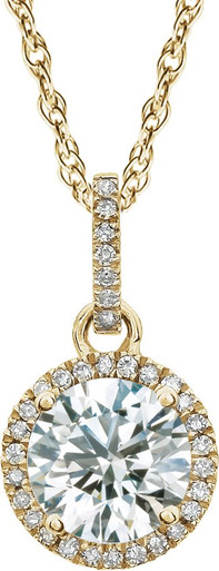 14K Yellow Gold Vermeil Birthstone & Lab-Grown Diamond Halo-Style Necklace