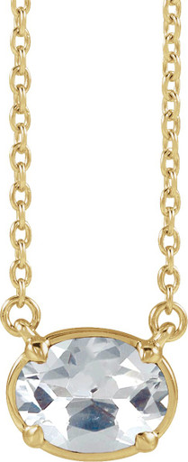 14K Yellow Gold Vermeil Oval Gemstone Claw-Prong Bezel-Style 18" Necklace