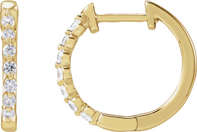14K Yellow Gold Vermeil Lab-Grown Diamond Hinged Hoop Earrings