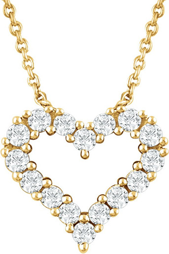 14K Yellow Gold Vermeil 1/4 CTW Lab-Grown Diamond Heart 18" Necklace