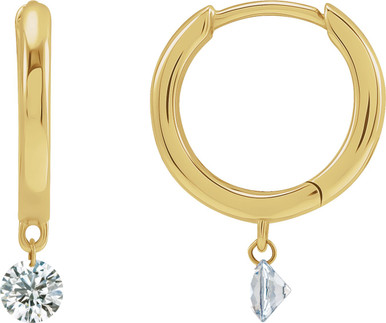 14K Yellow Gold Vermeil 1/3 CTW Drilled Lab-Grown Diamond Hinged Hoop Earrings