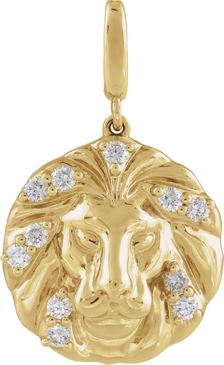 14K Yellow Gold Vermeil 1/5 CTW Lab-Grown Diamond Lion Charm/Pendant