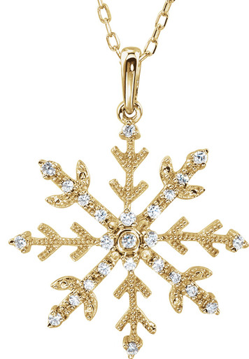 14K Yellow Gold Vermeil 1/4 CTW Lab-Grown Diamond Snowflake 18" Necklace