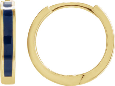 14K Yellow Gold Vermeil Enamel Hinged 12.1 mm Hoop Earrings