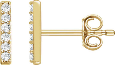 14K Yellow Gold Vermeil 1/10 CTW Lab-Grown Diamond Bar Earrings