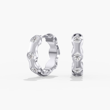 Wavy 14K Gold Lab Grown Diamond Huggie Hoop Earrings (1/4 TCW)