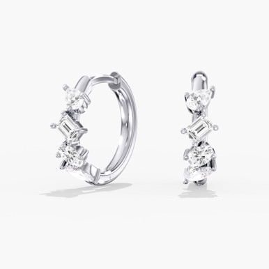 Mixed Shape 14K Gold Lab Grown Diamond Huggie Hoop Earrings (1/2 TCW)