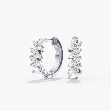 Marquise 14K Gold Lab Grown Diamond Huggie Hoop Earrings (1/2 TCW)