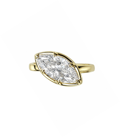 Tilted Marquise Bezel Prong Lab Grown Diamond Ring
