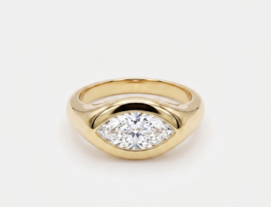 Marquise Bold Bezel Lab Grown Diamond Dome Ring