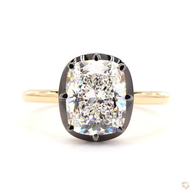 Georgian Cushion Bezel Prong Lab Grown Diamond Solitaire Ring