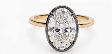 Georgian Oval Bezel Prong Lab Grown Diamond Solitaire Ring