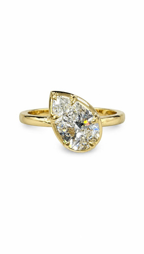 Tilted Pear Bezel Prong Lab Grown Diamond Ring