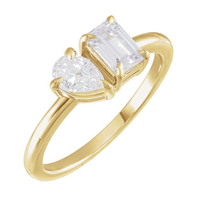 14K Yellow Gold Vermeil 1 CTW Lab-Grown Diamond Two-Stone Ring
