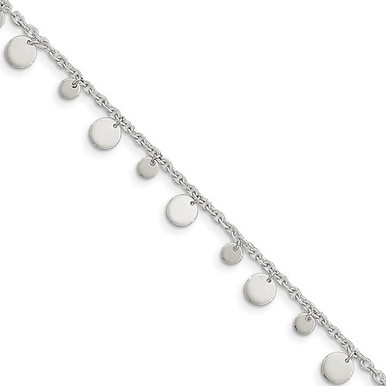 Sterling Silver Circle Disc Charm Anklet