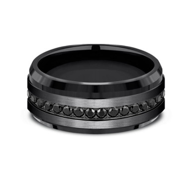 The Deputy Black Titanium Black Cubic Zirconia Eternity Wedding Ring (3/4 CT DEW)