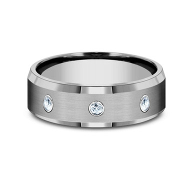 FORGE Tungsten & Diamond Satin Finish Wedding Ring (1/5 TCW)