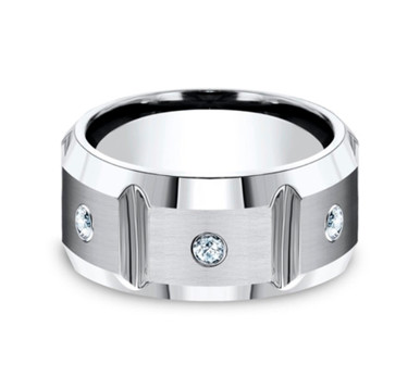 The Siege Cobalt Segmented Diamond Trio Wedding Ring (1/5 TCW)