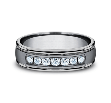 The Roosevelt Grey Tantalum Channel-Set Lab Grown Diamond Wedding Ring (2/5 TCW)