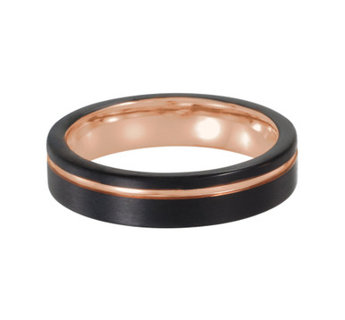 Grayson Tungsten & 18K Rose Gold & Black PVD Plated Satin Wedding Ring