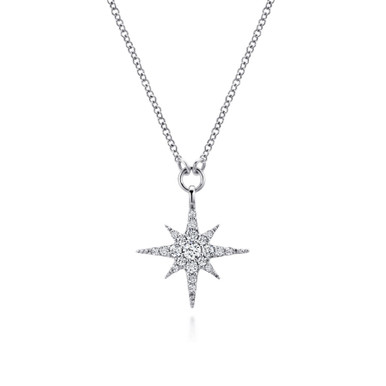 14K Gold Diamond Starburst Pendant Necklace (1/4 TCW)