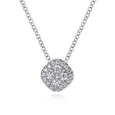 14K Gold Diamond Pave Cushion Pendant Necklace (1/5 TCW)
