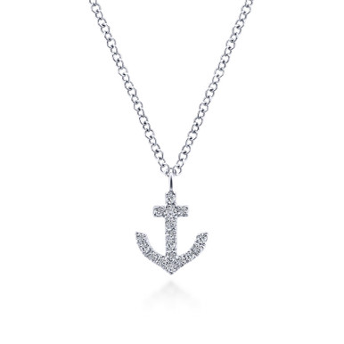 14K Gold Diamond Anchor Pendant Necklace (1/10 TCW)