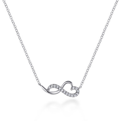 14K Gold Diamond Infinity Heart Pendant Necklace (1/10 TCW)