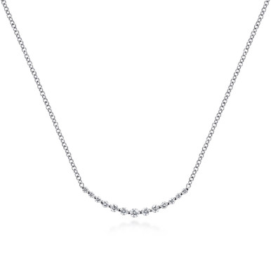 14K Gold Curved Diamond Bar Necklace (1/4 TCW)