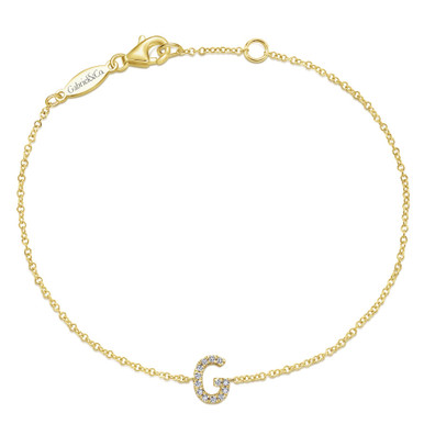 14K Yellow Gold Diamond Initial Charm Bracelet (1/15 TCW)