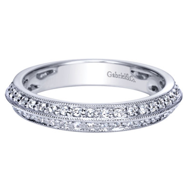 14K White Gold Knife Edge Diamond Eternity Wedding Ring (2/5 TCW)