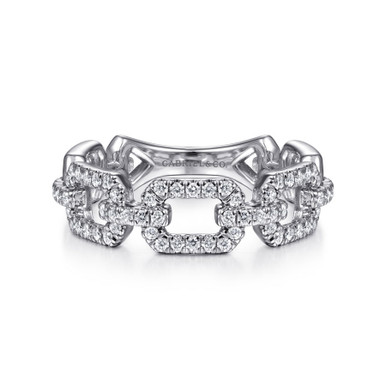 14K Gold Pave Diamond Chain Link Ring (1/3 TCW)