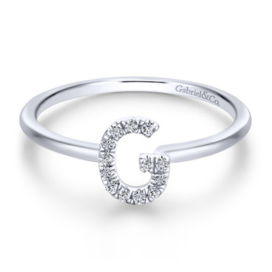 14K Gold Initial Diamond Ring (1/15 TCW)