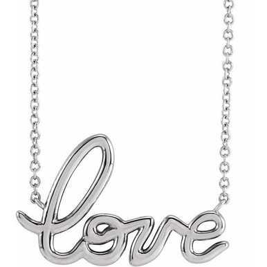14K Gold "Love" Script Pendant Necklace