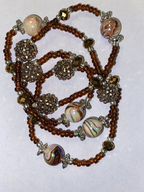 Beautiful brown waistbeads  full of crystals. 
