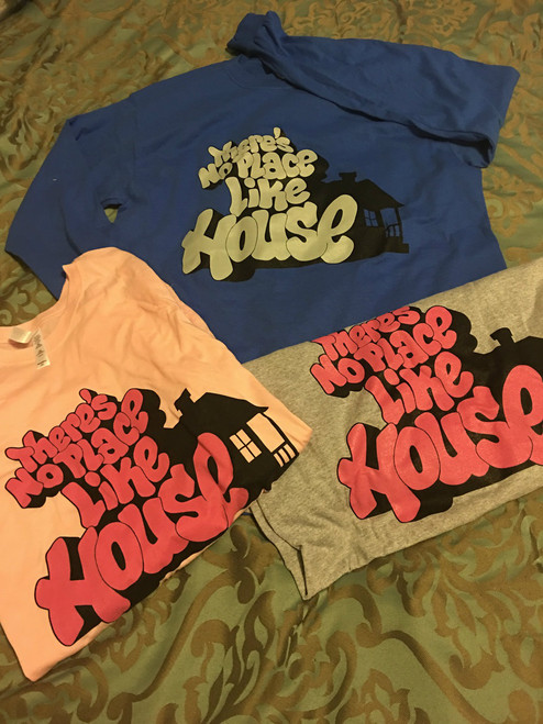 Long sleeve tee shirts in pink/ blue/ gray