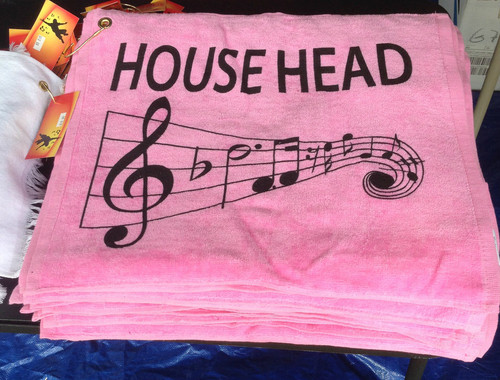 Lady's pink towels for house head