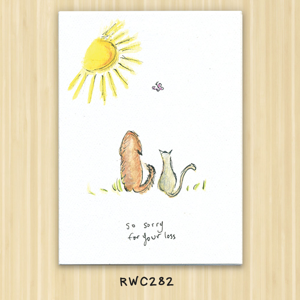 dog cat death loss greeting card