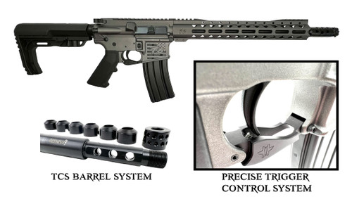 TCS Rifle Match Grade .223 Wylde 5.56  16" Nitride Rifle / 1:8 Twist / 13" MLOK / PTC / Skeletonized Magwell  / Tungsten Gray / MSRP $1299.00