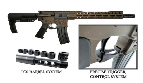 TCS Rifle Match Grade .223 Wylde 5.56  16" Nitride Rifle / 1:8 Twist / 13" MLOK Handguard /  PTC / Skeletonized Magwell / Midnight Bronze / MSRP $1299.00