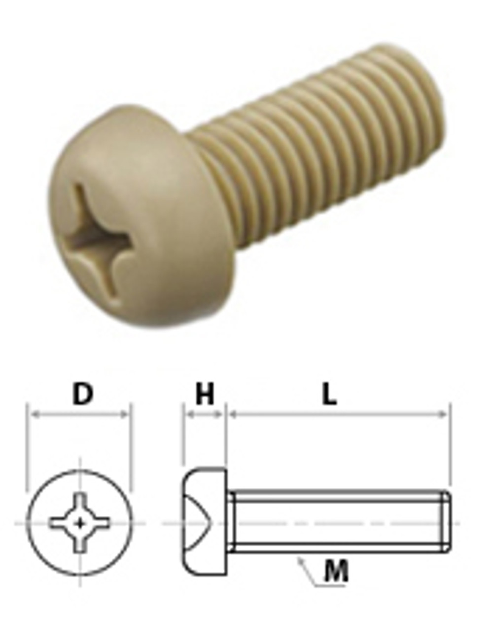 Peek Phillips Pan Head Metric Screw - M6 X 10mm - 100 pcs/pkg