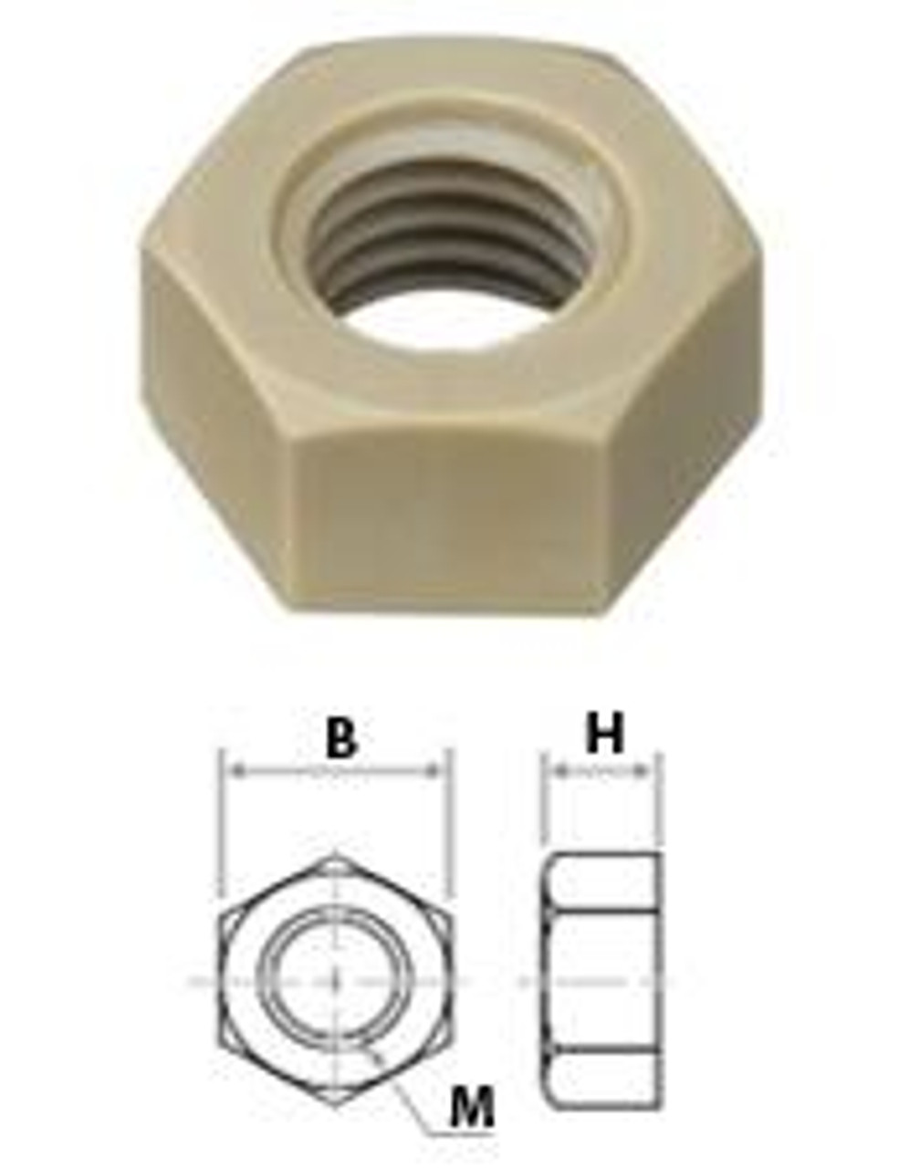 Peek Hexagon Metric Nut  - M10 - 100 pcs/pkg